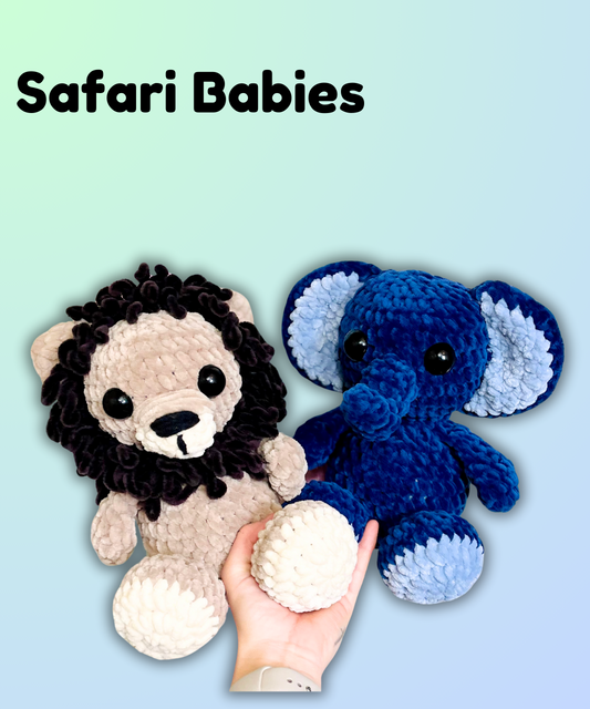 Safari Babies 2-in- 1 Lion & Elephant Pattern Crochet Pattern Digital File