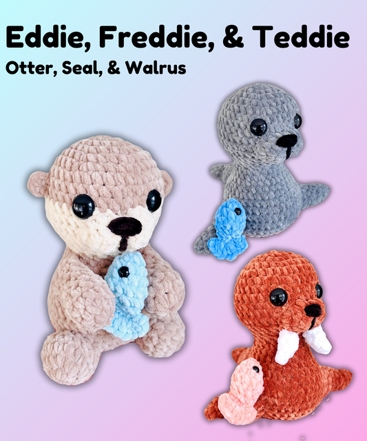 Otter, Walrus, and Seal 3-in-1 Crochet Pattern Digital File