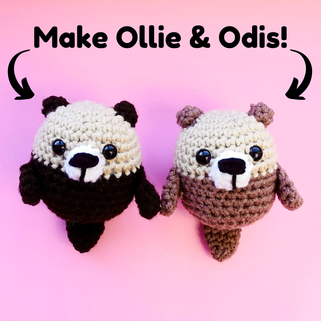 Ollie & Odis the Otters 2-in-1 Complete Crochet Kit | Beginner friendly