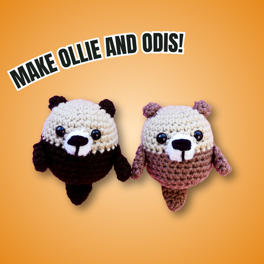 Ollie & Odis the Otters 2-in-1 Complete Crochet Kit | Beginner friendly