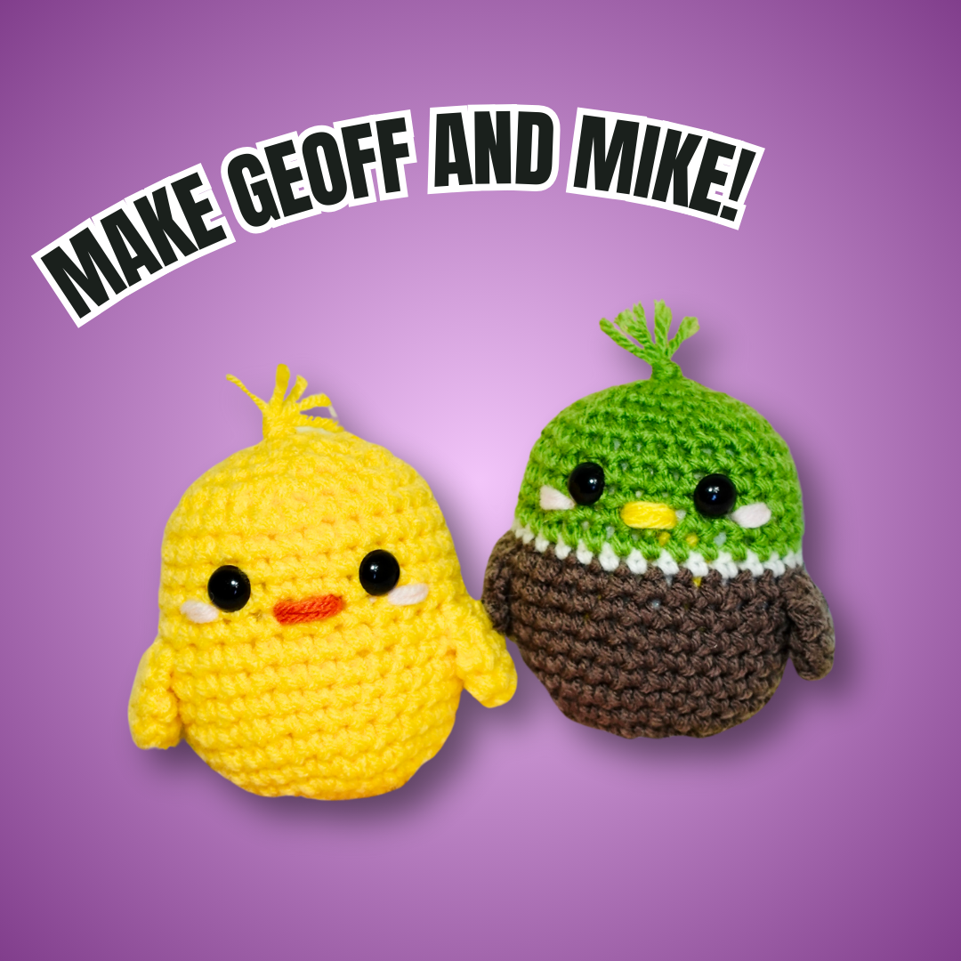 Geoff & Mike the Ducks 2-in-1 Complete Crochet Kit | Beginner friendly