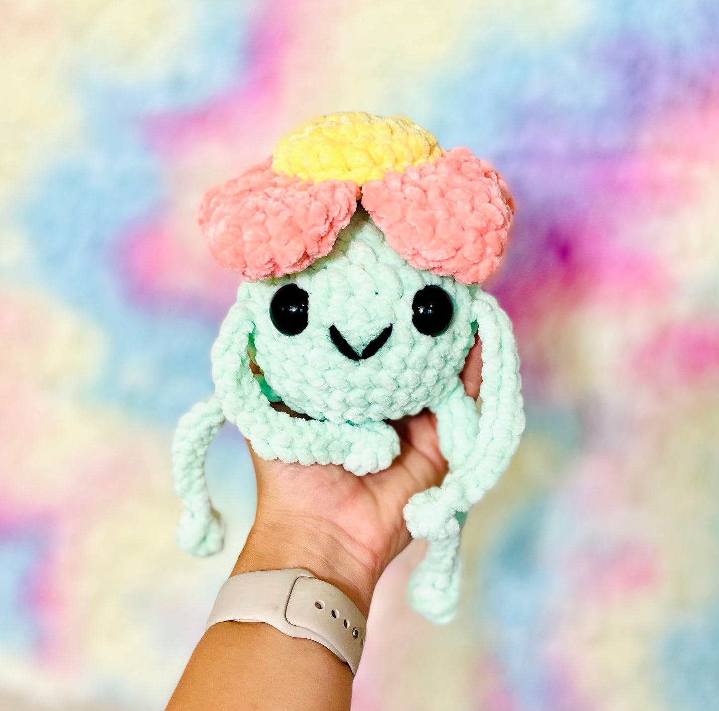 lanky crochet flower amigurumi
