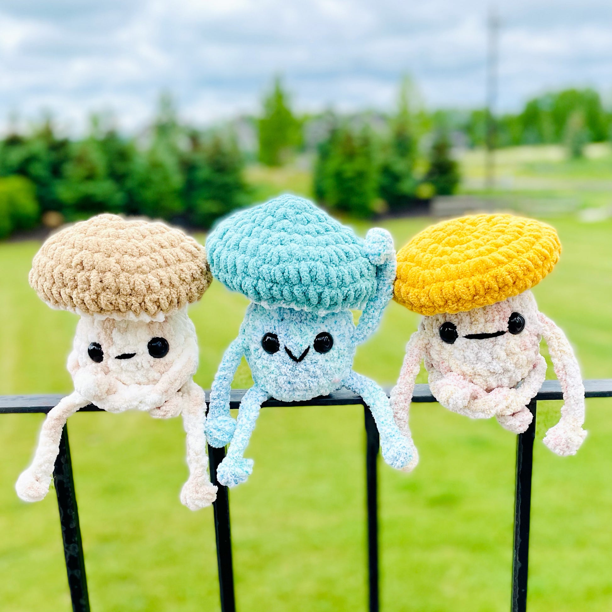 lanky crochet mushrooms