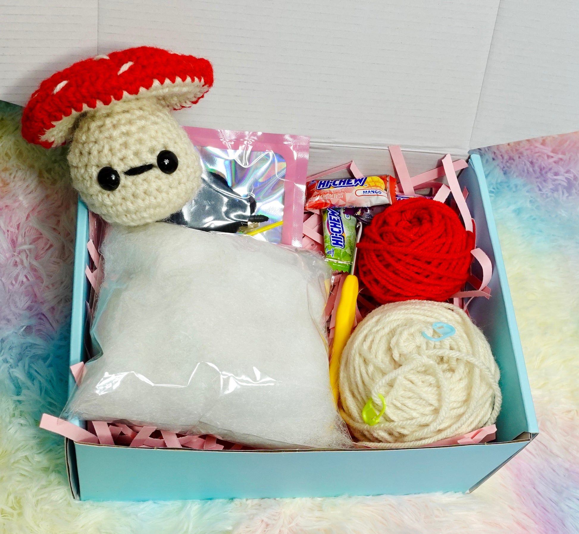 Crochet Kit for Beginners Halloween Pink Wing Mushroom Animals