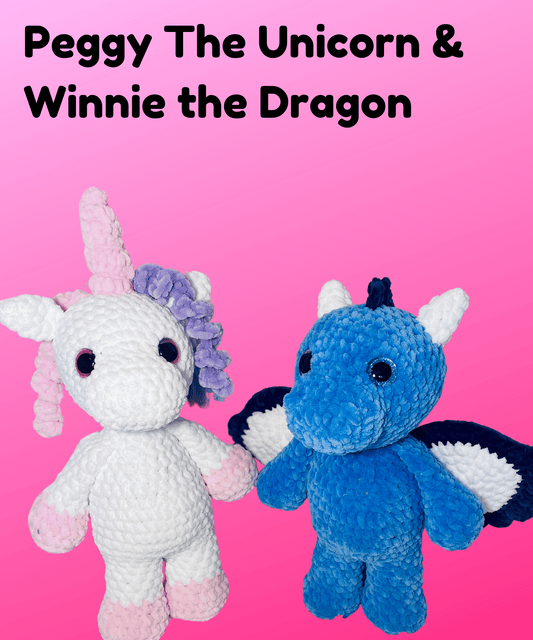 crochet unicorn with crochet dragon